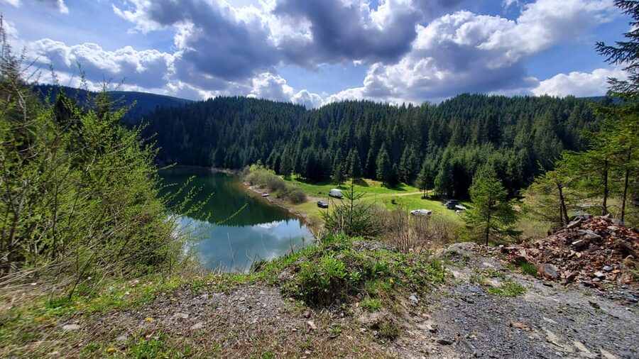From Cluj: Mountain Bike around Lake Dragan - Starting in Cluj, then rolling toward the Lake Dragan viewpoint